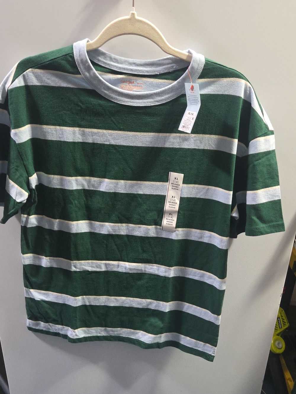 Kids Green & White Striped Short Sleeve Tee
